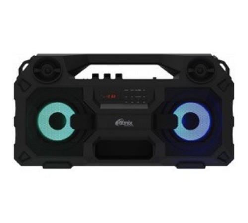 RITMIX SP-690B black {Jack 6.3 мм c функцией ЭХО, дисплей: LED, эквалайзер, RGB-подсветка, до 8 часов, 2000 мАч, 7.4 В, microUSB DC 5В 2A, 46 ? 24.3 ? 17.5 см, пластик, черный}