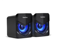 Exegate EX289685RUS Акустическая система 2.0 ExeGate Accord 200 (питание USB, 2х3Вт (6Вт RMS), 60-20000Гц,цвет черный, синяя подсветка)