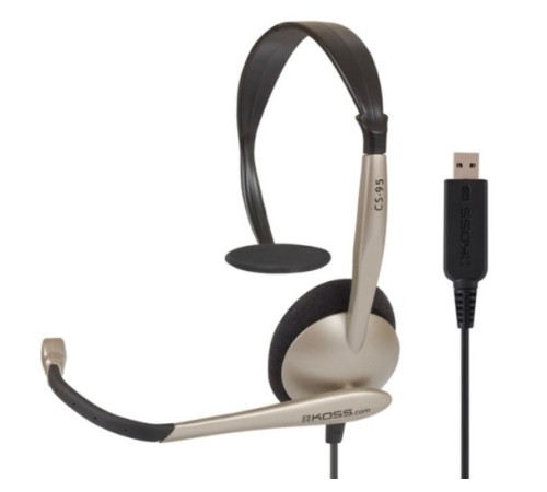 KOSS CS-95 USB {Частотный диапазон 30 Гц - 16 кГц, чувствительность 91 дБ, сопротивление 32 Ом, USB штекер}