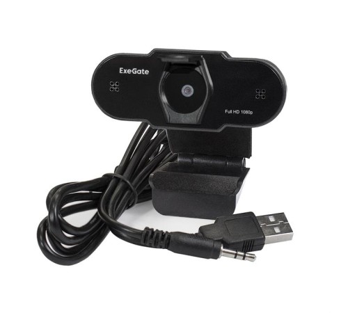 Exegate EX287387RUS Веб-камера ExeGate BlackView C615 FullHD (матрица 1/3" 2 Мп, 1920х1080, 1080P, 30fps, 4-линзовый объектив, шторка, USB, фиксированный фокус, микрофон с шумоподавлением, универсальн