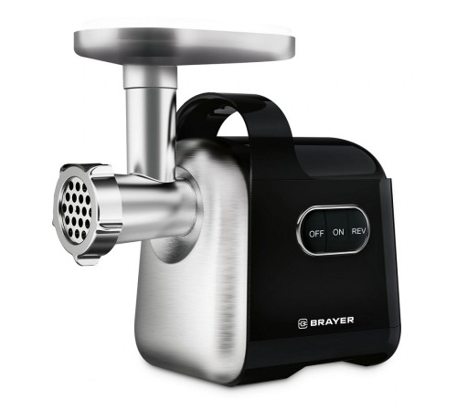 BRAYER 1602BR Мясорубка 2000 Вт, реверс, насадки кеббе, колбасы, овощей, отсек для хранен, 2 диска