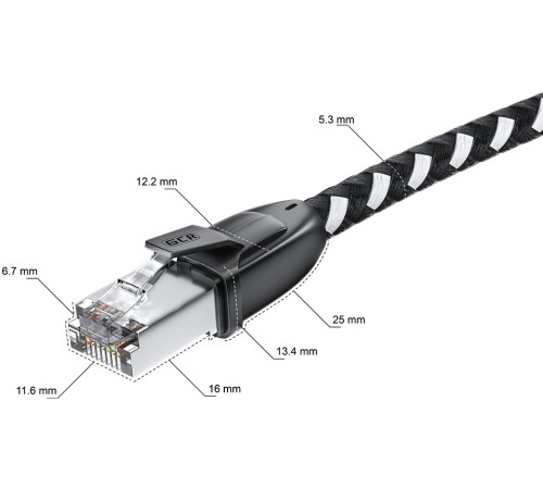 GCR Патч-корд PROF прямой 5.0m, UTP медь кат.6, STRONG черно-белый нейлон, ethernet high speed 10 Гбит/с, T568B, GCR-52779 Greenconnect RJ45(m) - RJ45(m) Cat. 6 UTP нейлон 5.0м чёрно-белый (GCR-52779) GCR Патч-корд PROF прямой 5.0m, UTP медь кат.6, STRONG черно-белый нейлон, ethernet high speed 10 Гбит/с, T568B, GCR-52779 Greenconnect RJ45(m) - RJ45(m) Cat. 6 UTP нейлон 5.0м чёрно-белый (GCR-52779)