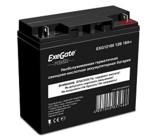 Exegate EP234540RUS Аккумуляторная батарея HR 12-18/EXG12180 (12V 18Ah, клеммы F3 (болт М5 с гайкой)) Exegate EP234540RUS Аккумуляторная батарея HR 12-18/EXG12180 (12V 18Ah, клеммы F3 (болт М5 с гайкой))