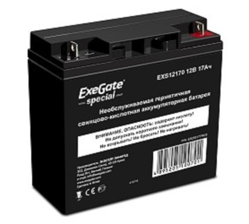 Exegate ES255177RUS Аккумуляторная батарея DTM 1217 (12V 17Ah, клеммы F3 (болт М5 с гайкой)) Exegate ES255177RUS Аккумуляторная батарея DTM 1217 (12V 17Ah, клеммы F3 (болт М5 с гайкой))