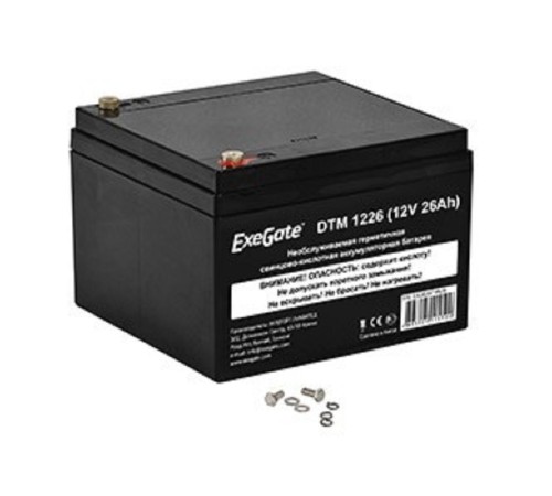 Exegate EX282971RUS Аккумуляторная батарея DTM 1226 (12V 26Ah, под болт М5) Exegate EX282971RUS Аккумуляторная батарея DTM 1226 (12V 26Ah, под болт М5)