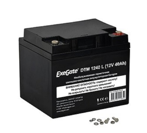 Exegate EX282977RUS Аккумуляторная батарея DTM 1240 L (12V 40Ah, под болт М5) Exegate EX282977RUS Аккумуляторная батарея DTM 1240 L (12V 40Ah, под болт М5)