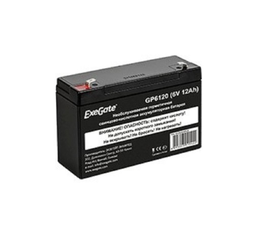Exegate EX282954RUS Аккумуляторная батарея GP6120 (6V 12Ah, клеммы F1) Exegate EX282954RUS Аккумуляторная батарея GP6120 (6V 12Ah, клеммы F1)