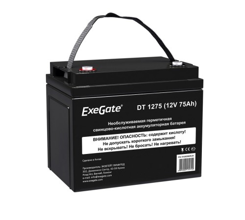 Exegate EX282983RUS Аккумуляторная батарея DT 1275 (12V 75Ah, под болт М6) Exegate EX282983RUS Аккумуляторная батарея DT 1275 (12V 75Ah, под болт М6)