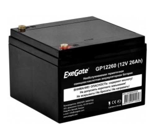 Exegate EX282972RUS Аккумуляторная батарея GP12260 (12V 26Ah, под болт М5) Exegate EX282972RUS Аккумуляторная батарея GP12260 (12V 26Ah, под болт М5)