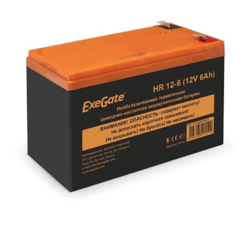 ExeGate EX288653RUS АКБ HR 12-6 (12V 6Ah 1224W, клеммы F2+F1-) ExeGate EX288653RUS АКБ HR 12-6 (12V 6Ah 1224W, клеммы F2+F1-)
