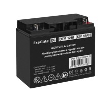 Exegate EX293360RUS Аккумуляторная батарея ExeGate DTM 1218 (12V 18Ah, клеммы F3 (болт М5 с гайкой))