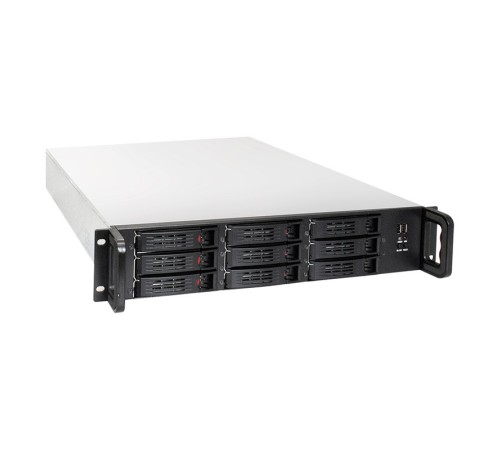 Exegate EX284961RUS Серверный корпус ExeGate Pro 2U650-HS09 <RM 19", высота 2U, глубина 650, без БП, 9xHotSwap, 2*USB>