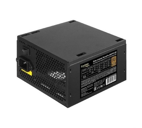 Exegate EX292204RUS Серверный БП 600W ExeGate ServerPRO 80 PLUS® Bronze 600PPH-SE (ATX, for 3U+ cases, APFC, КПД 85% (80 PLUS Bronze), 12cm fan, 24p, (4+4)p, PCIe, 5SATA, 3IDE, black)