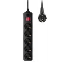 BURO Сетевой фильтр, 5 розеток, 3 метра, (500SH-3-B), черный (коробка) {992293}
