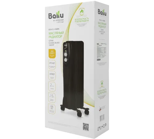 Радиатор масляный Ballu Classic BOH/CL-05BRN 1000Вт черный Радиатор масляный Ballu Classic BOH/CL-05BRN 1000Вт черный