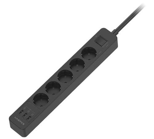 Harper Сетевой фильтр с USB зарядкой UCH-510 Black (5 роз.,10м.,3 x USB 2.4A (max 3.4A), 4000W) {H00003208} Harper Сетевой фильтр с USB зарядкой UCH-510 Black (5 роз.,10м.,3 x USB 2.4A (max 3.4A), 4000W) {H00003208}