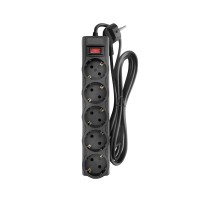 CBR Сетевой фильтр CSF 2505-1.8 Black PC, 5 евророзеток, длина кабеля 1,8 метра, цвет чёрный (пакет)