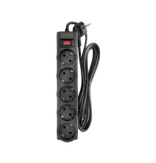 CBR Сетевой фильтр CSF 2505-1.8 Black PC, 5 евророзеток, длина кабеля 1,8 метра, цвет чёрный (пакет)