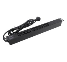 Exegate EX280863RUS Блок розеток ExeGate ServerPro PDU-19H005 Al-10C13-EU3, 19",1U,алюм, 10 IEC 320 C13, евровилка, 3м