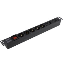 Exegate EX280866RUS Блок розеток ExeGate ServerPro PDU-19H008 Al-5C135S-C14-SW, 19",1U,алюм, 5 IEC 320 C13, 5Schuko, С14