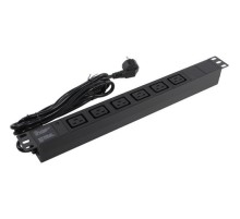 Exegate EX280871RUS Блок розеток ExeGate ServerPro PDU-19H013 Al-6C19-EU3-SW, 19",1U,алюм, 6 IEC 320 C19, евровилка, 3м