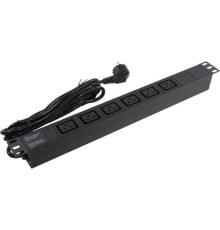 Exegate EX280871RUS Блок розеток ExeGate ServerPro PDU-19H013 Al-6C19-EU3-SW, 19",1U,алюм, 6 IEC 320 C19, евровилка, 3м