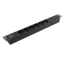 Exegate EX280825RUS Блок розеток ExeGate ServerPro PDU-19H601 Al-6S-C14, 19",1U,алюм, 6Schuko, С14