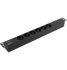 Exegate EX280825RUS Блок розеток ExeGate ServerPro PDU-19H601 Al-6S-C14, 19",1U,алюм, 6Schuko, С14