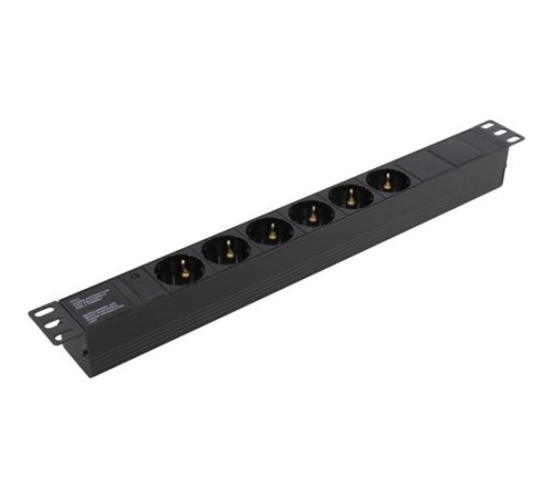 Exegate EX280825RUS Блок розеток ExeGate ServerPro PDU-19H601 Al-6S-C14, 19",1U,алюм, 6Schuko, С14
