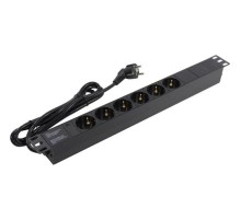 Exegate EX280827RUS Блок розеток ExeGate ServerPro PDU-19H602 Al-6S-EU2, 19",1U,алюм, 6Schuko, евровилка, 2м