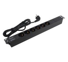 Exegate EX280828RUS Блок розеток ExeGate ServerPro PDU-19H603 Al-6S-EU2.5, 19",1U,алюм, 6Schuko, евровилка, 2.5м