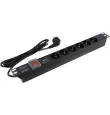 Exegate EX280833RUS Блок розеток ExeGate ServerPro PDU-19H608 Al-6S-EU2-SW-SPD1, 19",1U,алюм, 6Schuko, евровилка,2м,SPD1