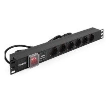 Exegate EX280834RUS Блок розеток ExeGate ServerPro PDU-19H609 Al-6S-C14-2, 19",1U,алюм, 6Schuko, кабель с C14 2м, SPD1