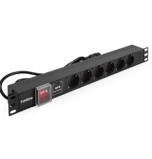 Exegate EX280834RUS Блок розеток ExeGate ServerPro PDU-19H609 Al-6S-C14-2, 19",1U,алюм, 6Schuko, кабель с C14 2м, SPD1