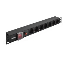 Exegate EX280837RUS Блок розеток ExeGate ServerPro PDU-19H702 Al-7S-C14-SW-O, 19",1U,алюм, 7Sch, С14, защита от перегр