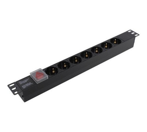 Exegate EX280838RUS Блок розеток ExeGate ServerPro PDU-19H703 Al-7S-C20-SW, 19",1U,алюм, 7 Schuko, С20