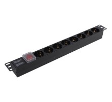 Exegate EX280840RUS Блок розеток ExeGate ServerPro PDU-19H801 Al-8S-C14-SW, 19", 1U, Алюм., 8Schuko, С14