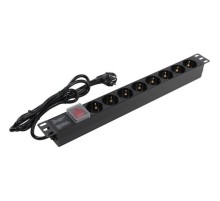 Exegate EX280841RUS Блок розеток ExeGate ServerPro PDU-19H802 Al-8S-EU1.8-SW, 19",1U,алюм, 8Schuko, евровилка, 1.8м