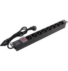 Exegate EX280841RUS Блок розеток ExeGate ServerPro PDU-19H802 Al-8S-EU1.8-SW, 19",1U,алюм, 8Schuko, евровилка, 1.8м