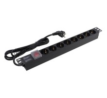 Exegate EX280842RUS Блок розеток ExeGate ServerPro PDU-19H803 Al-8S-EU2-SW, 19",1U,алюм, 8Schuko, евровилка, 2м