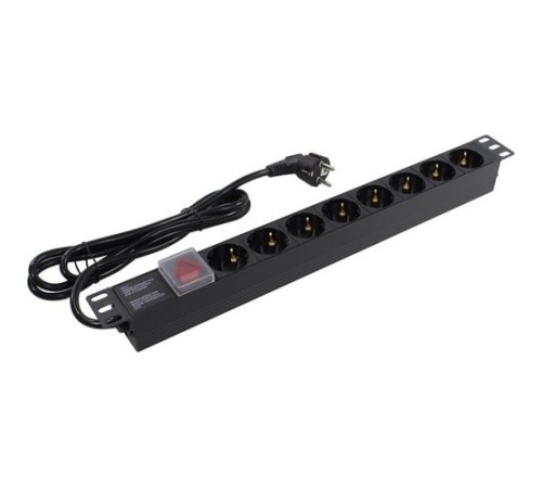 Exegate EX280842RUS Блок розеток ExeGate ServerPro PDU-19H803 Al-8S-EU2-SW, 19",1U,алюм, 8Schuko, евровилка, 2м