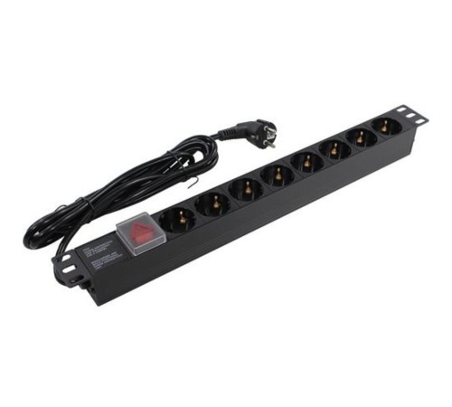Exegate EX280844RUS Блок розеток ExeGate ServerPro PDU-19H805 Al-8S-EU3-SW, 19",1U,алюм, 8Schuko, евровилка, 3м