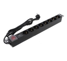 Exegate EX280846RUS Блок розеток ExeGate ServerPro PDU-19H807 Al-8S-EU2-SW-SPD1, 19",1U,алюм, 8Sch, евровилка, 2м, SPD1
