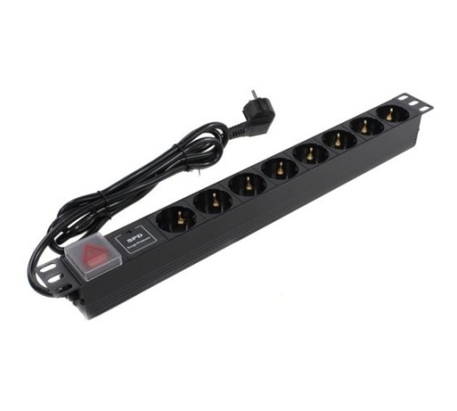 Exegate EX280846RUS Блок розеток ExeGate ServerPro PDU-19H807 Al-8S-EU2-SW-SPD1, 19",1U,алюм, 8Sch, евровилка, 2м, SPD1