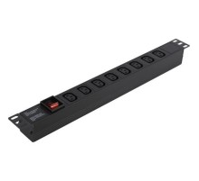 Exegate EX280854RUS Блок розеток ExeGate ServerPro PDU-19H808 Al-8С13-C14-SW, 1U, Алюм., 8 IEC 320 C13, С14