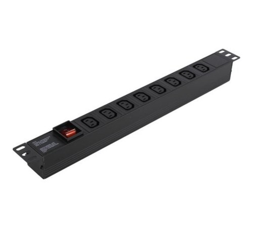 Exegate EX280854RUS Блок розеток ExeGate ServerPro PDU-19H808 Al-8С13-C14-SW, 1U, Алюм., 8 IEC 320 C13, С14