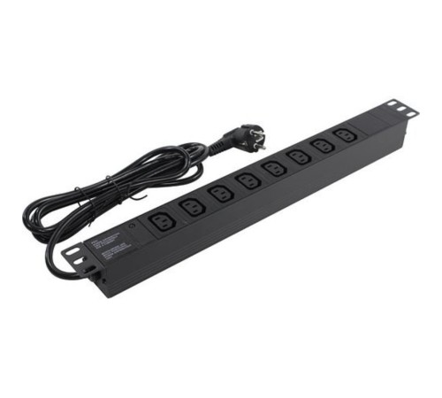 Exegate EX280855RUS Блок розеток ExeGate ServerPro PDU-19H809 Al-8C13-EU2.5, 19",1U,алюм, 8 IEC 320 C13, евровилка, 2.5м