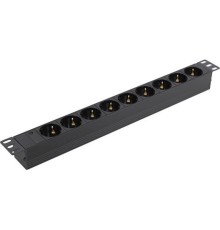 Exegate EX280847RUS Блок розеток ExeGate ServerPro PDU-19H901 Al-9S-C14, 19",1U,алюм, 9Schuko, С14
