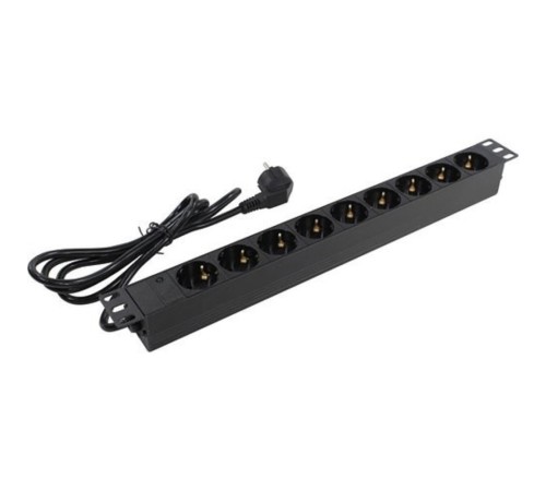 Exegate EX280848RUS Блок розеток ExeGate ServerPro PDU-19H902 Al-9S-EU1.8, 19",1U,алюм, 9Schuko, евровилка, 1.8м