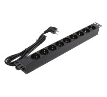 Exegate EX280849RUS Блок розеток ExeGate ServerPro PDU-19H903 Al-9S-EU2, 19",1U,алюм, 9Schuko, евровилка, 2м